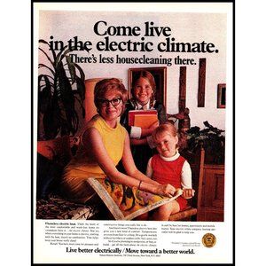 1971 Total Electric Climate Vintage Print Ad Edison Mom Daughters Wall Art Photo